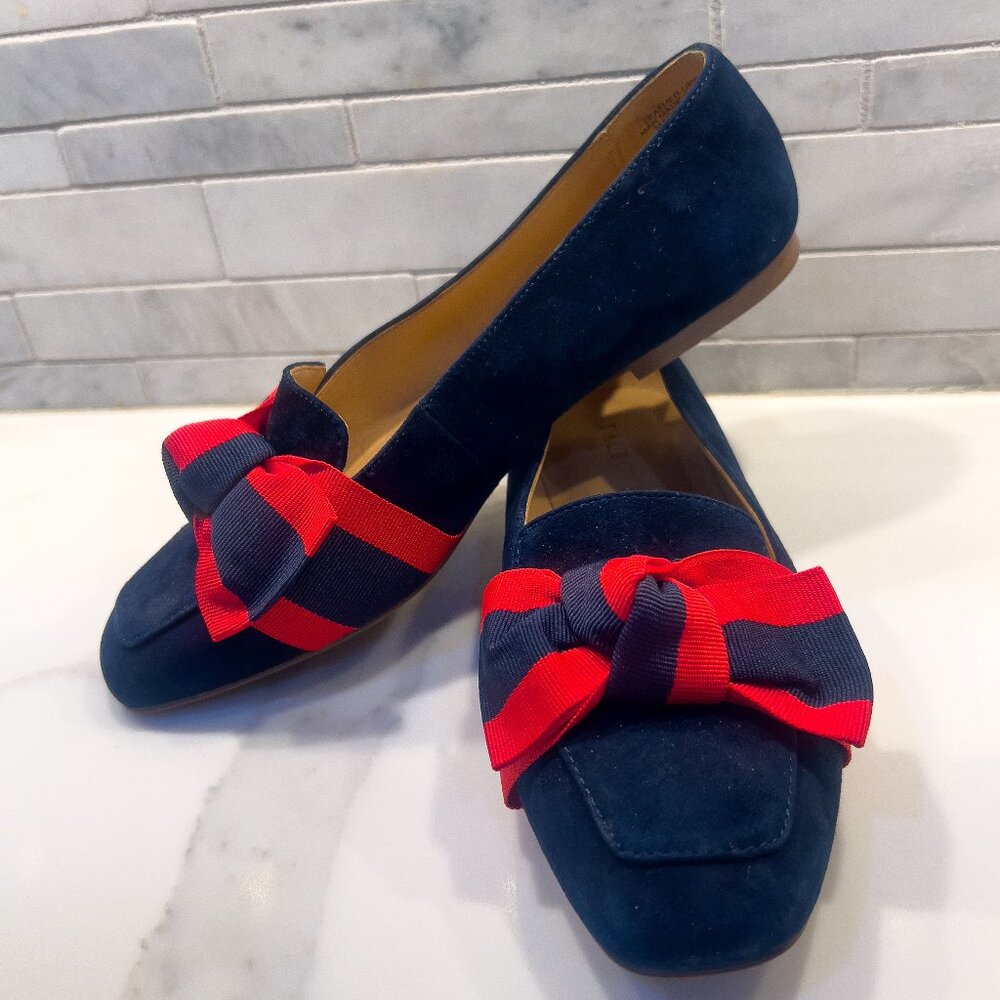Talbots | Crushed Navy Suede with Red Ribbon Loafer | Size 7.5